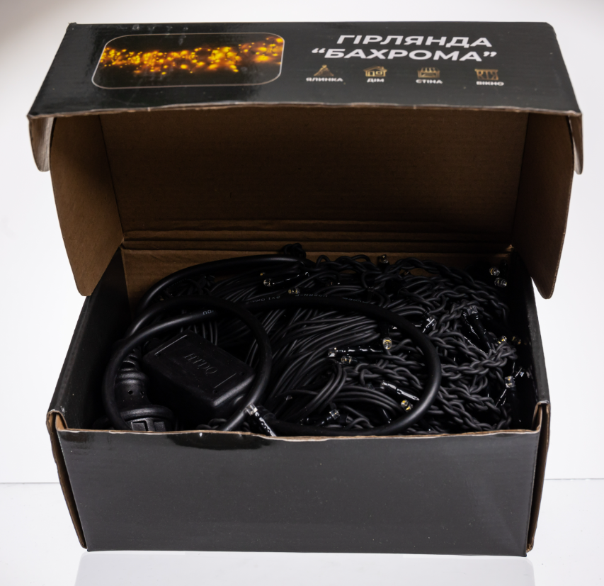 Гирлянда бахрома уличная 335 LED 20 м от сети черная нить Желтый - фото 5 Гирлянда бахрома уличная 335 LED 20 м от сети черная нить Желтый - фото 5