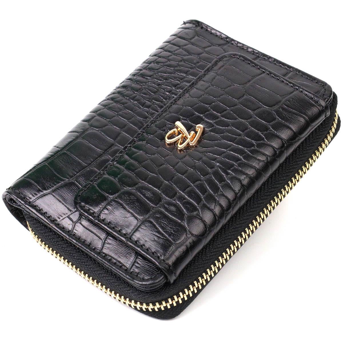 Кошелек женский Tony Bellucci Wallet 22014 из натуральной кожи с тиснением под крокодила Черный (56215)