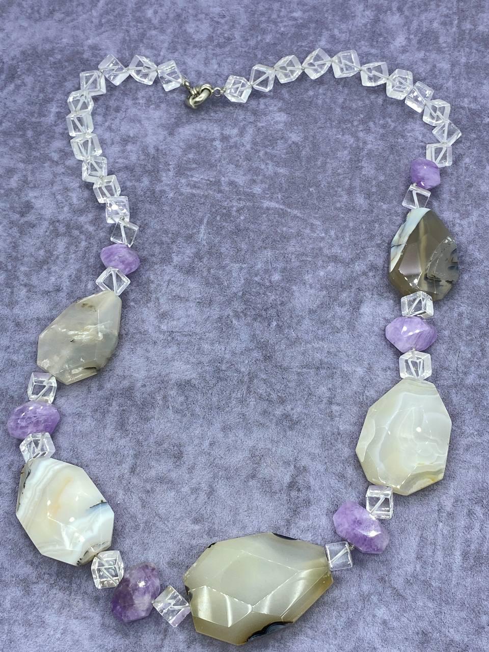 Бусы агат 70 см Разноцветный (9984)