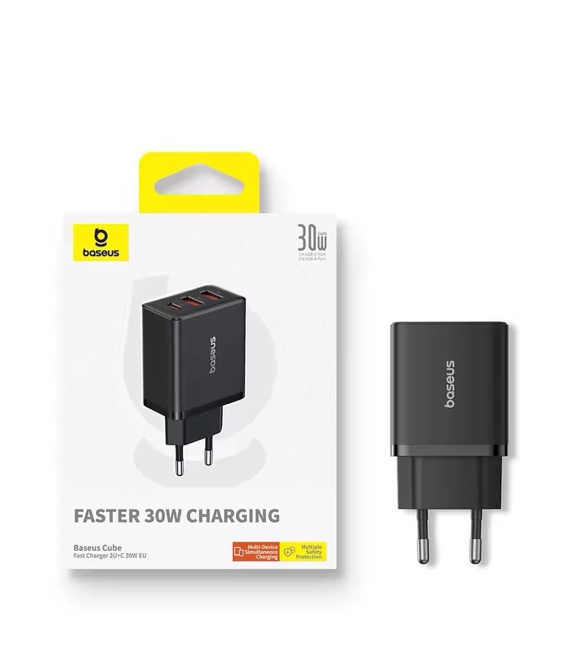 Зарядное устройство для быстрой зарядки Baseus 30W 2 USB A 1Type-C стандарт EU (2428782978)