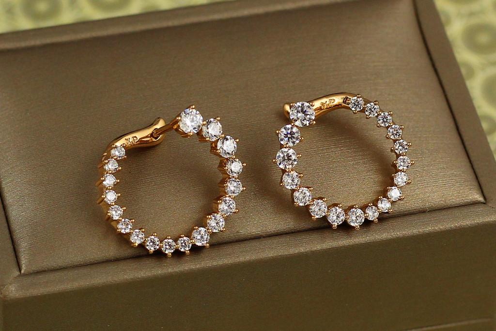 Серьги Xuping Jewelry дужка с крупными камнями 2,1 см Золотистый (2577419340)