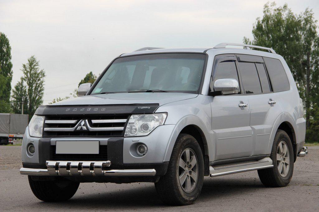 Передняя защита ST015 CAN для Mitsubishi Pajero Wagon III нержавеющая сталь Хром