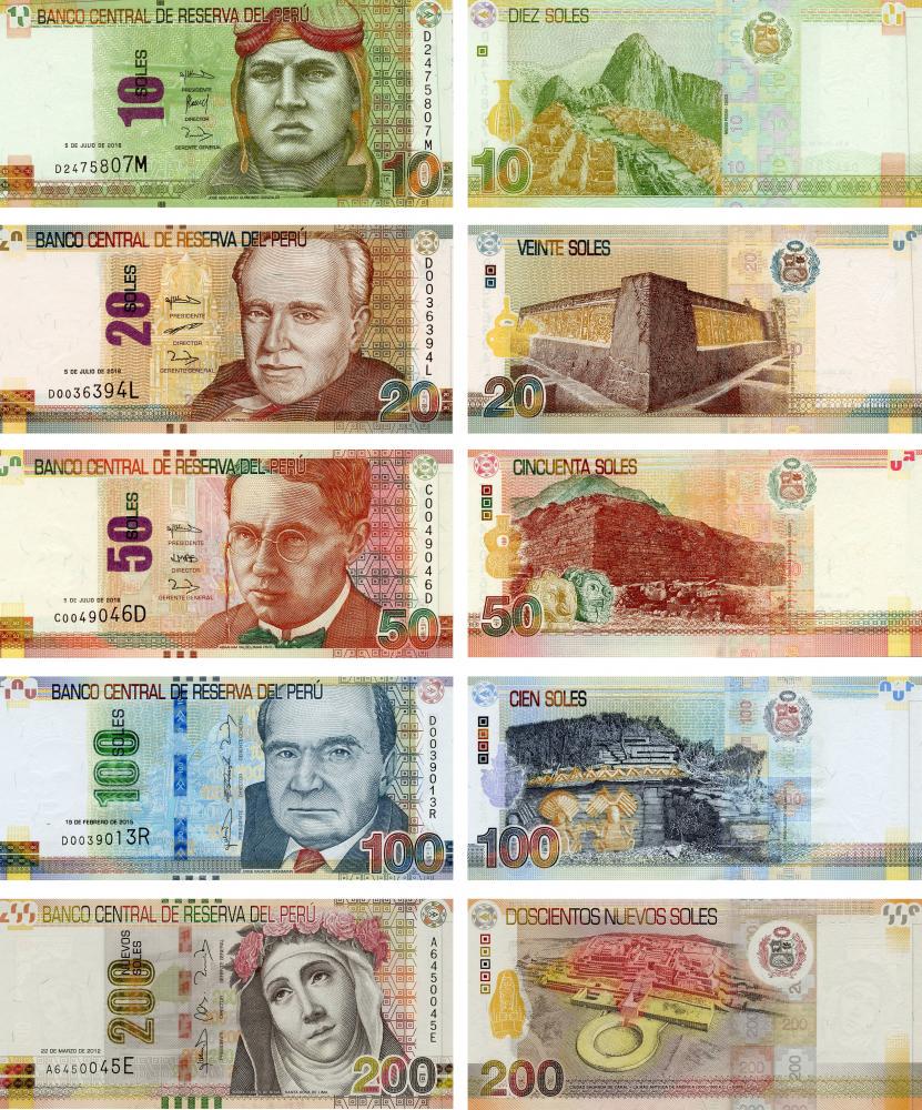 Коллекционная банкнота Перу набор из 5 банкнот 2012-2018 UNC 10/20/50/100/200 соль (Б16570)