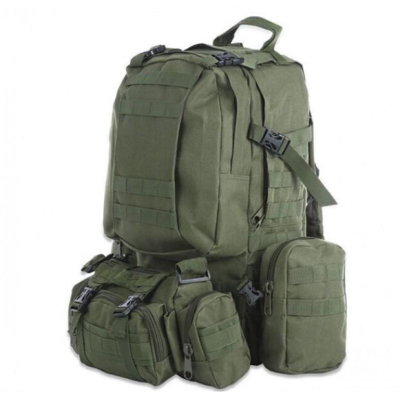 Рюкзак мужской Tactical Backpack B08 туристический с 3 подсумками с креплением MOLLE на 55 л Оливковый