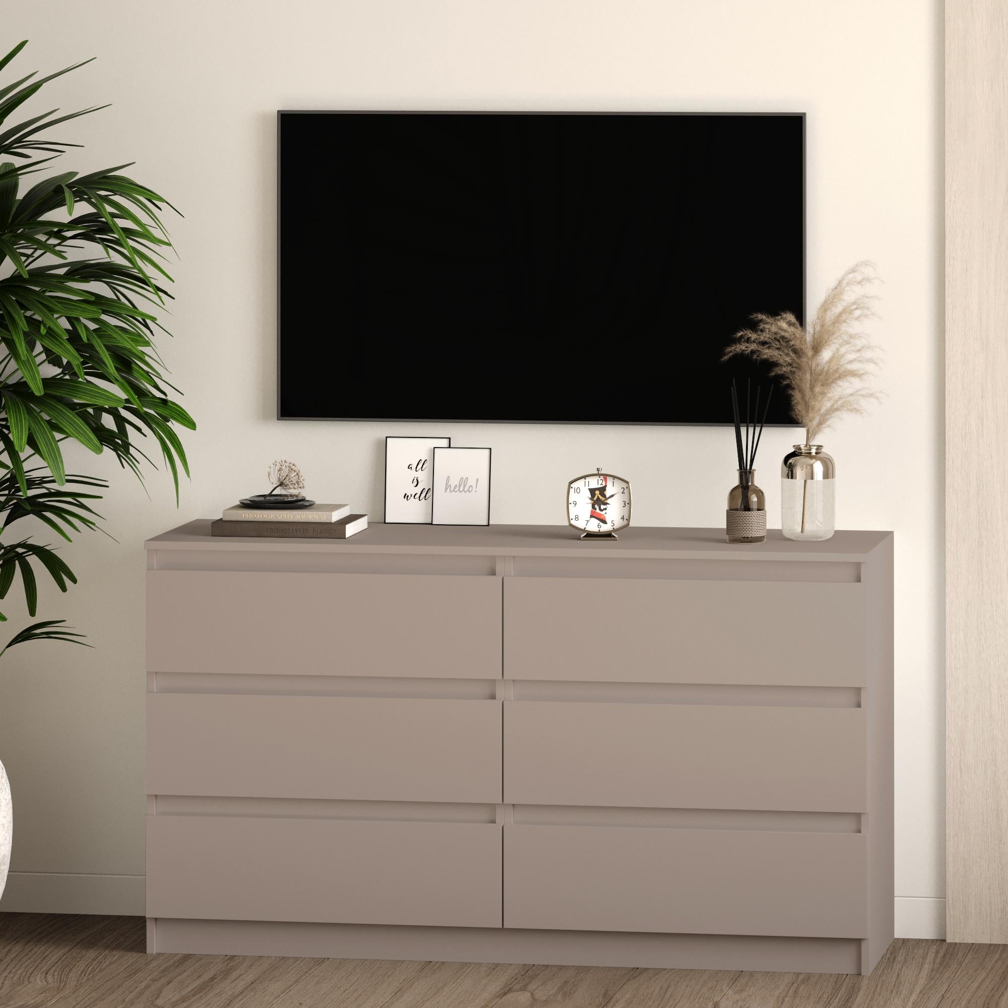 Комод на 6 ящиков без ручек Line TVF6 1400x450x800 мм Капучино