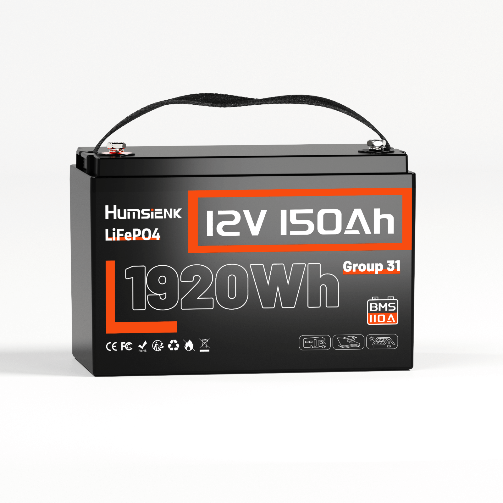 Аккумулятор LiFePO4 Humsienk 12V 150Ah 1920Wh из BMS