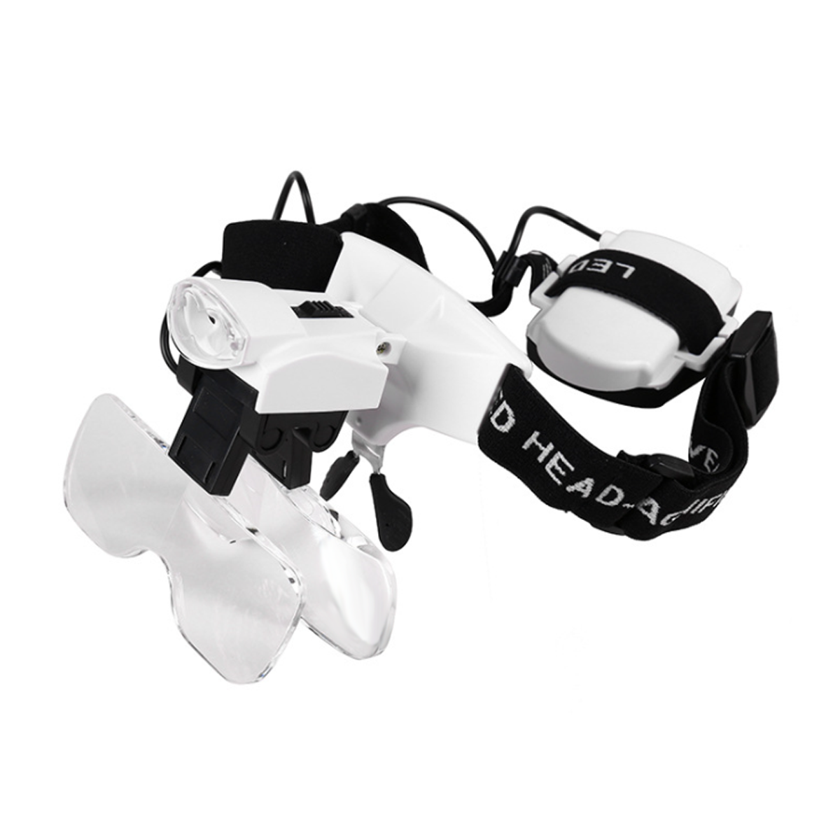 Лупа бинокулярная налобная 9892С1 с 2LED двойной установкой 5линз 1X/1,5Х/2Х/2,5Х/3,5Х White/Black (160418) - фото 2 Лупа бинокулярная налобная 9892С1 с 2LED двойной установкой 5линз 1X/1,5Х/2Х/2,5Х/3,5Х White/Black (160418) - фото 2