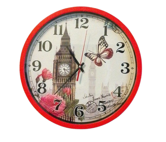 Часы настенные Clock х2-40 Лондон 30 см Красный (747А)