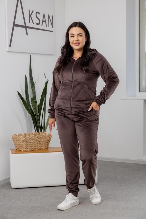 Спортивний костюм жіночий AKSAN двійка 4XL Темно-коричневий (23.1860_dark-brown_54(4XL))