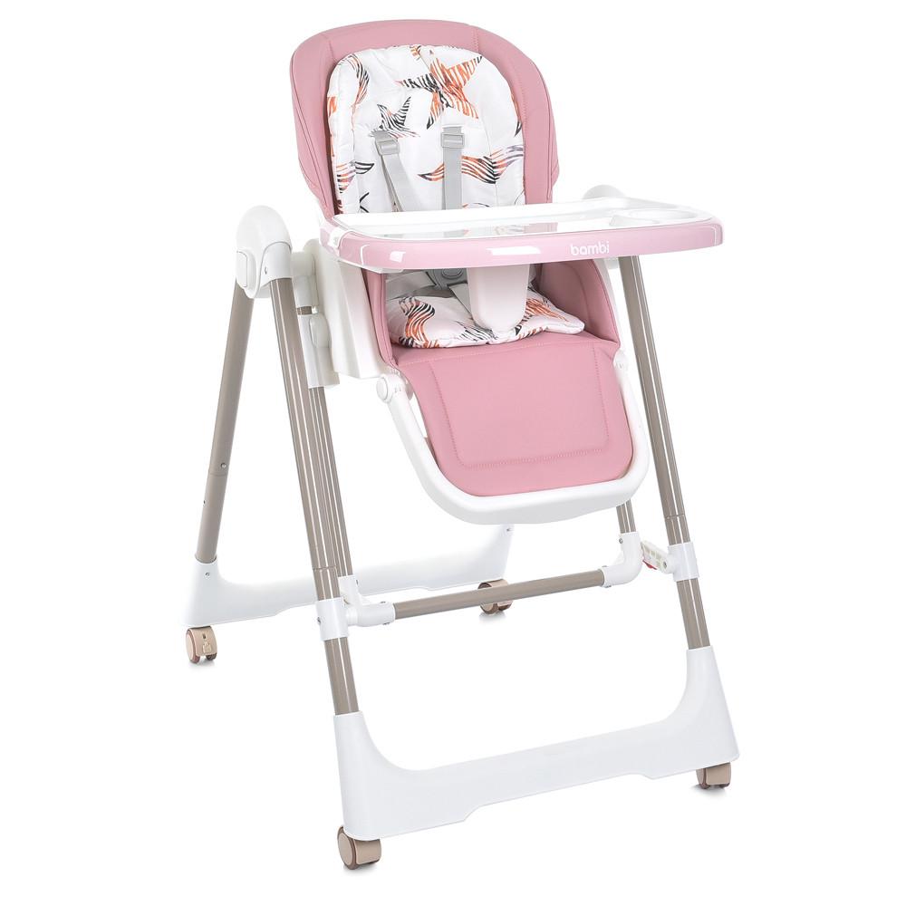 Стульчик детский для кормления Bambi M 5897 из комбинированных материалов по регулировке спинки 58х81х99 см Розовый (150-7-M 5897 Pink)