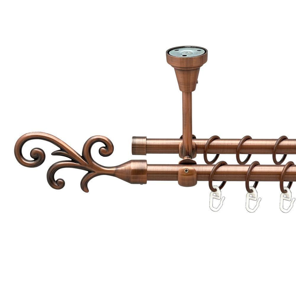 Карниз для штор Orvit Фала двухрядный гладкий 16/16 мм 200 см Античная медь (00-00020241)