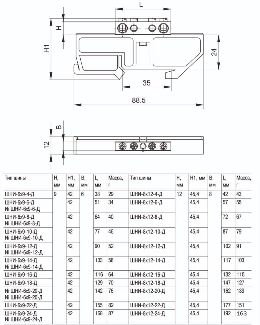 Шина заземления УЭК ШНИ-8х12-20-Д-Ж 20 отверстий с изолятором на DIN-рейку медь 8х12 мм (YNN10-812-20D-K05) - фото 2 Шина заземления УЭК ШНИ-8х12-20-Д-Ж 20 отверстий с изолятором на DIN-рейку медь 8х12 мм (YNN10-812-20D-K05) - фото 2