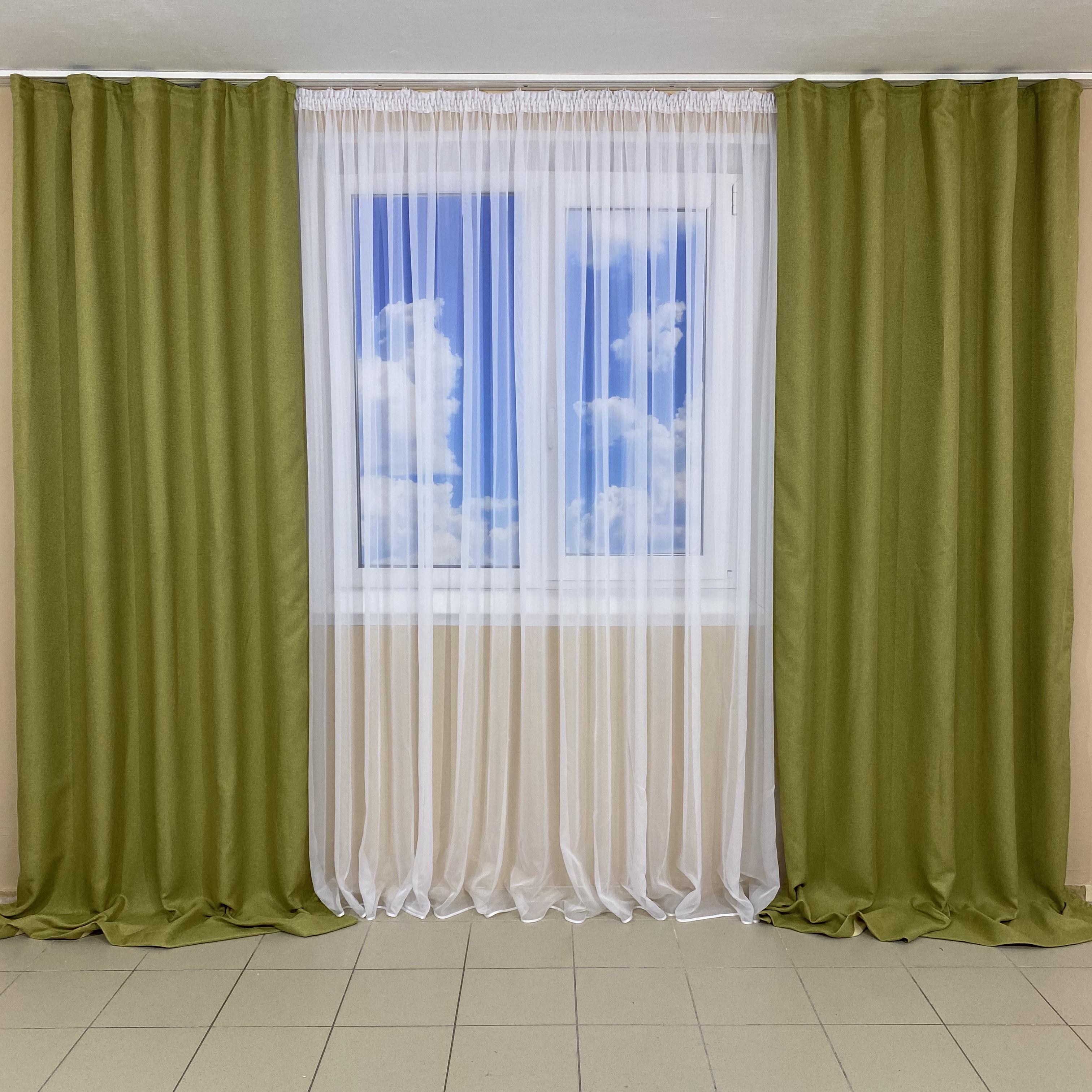 Шторы блэкаут Рогожка TG Home М5 2х1,50х2,70 м Салатовый (М5-15-1,5м)