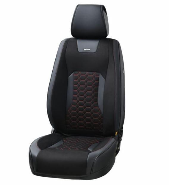 Чохли-накидки сидіння Beltex BX87110 алькантара/шкірзамінник 3D MONTANA Чорно-червоний (610635)