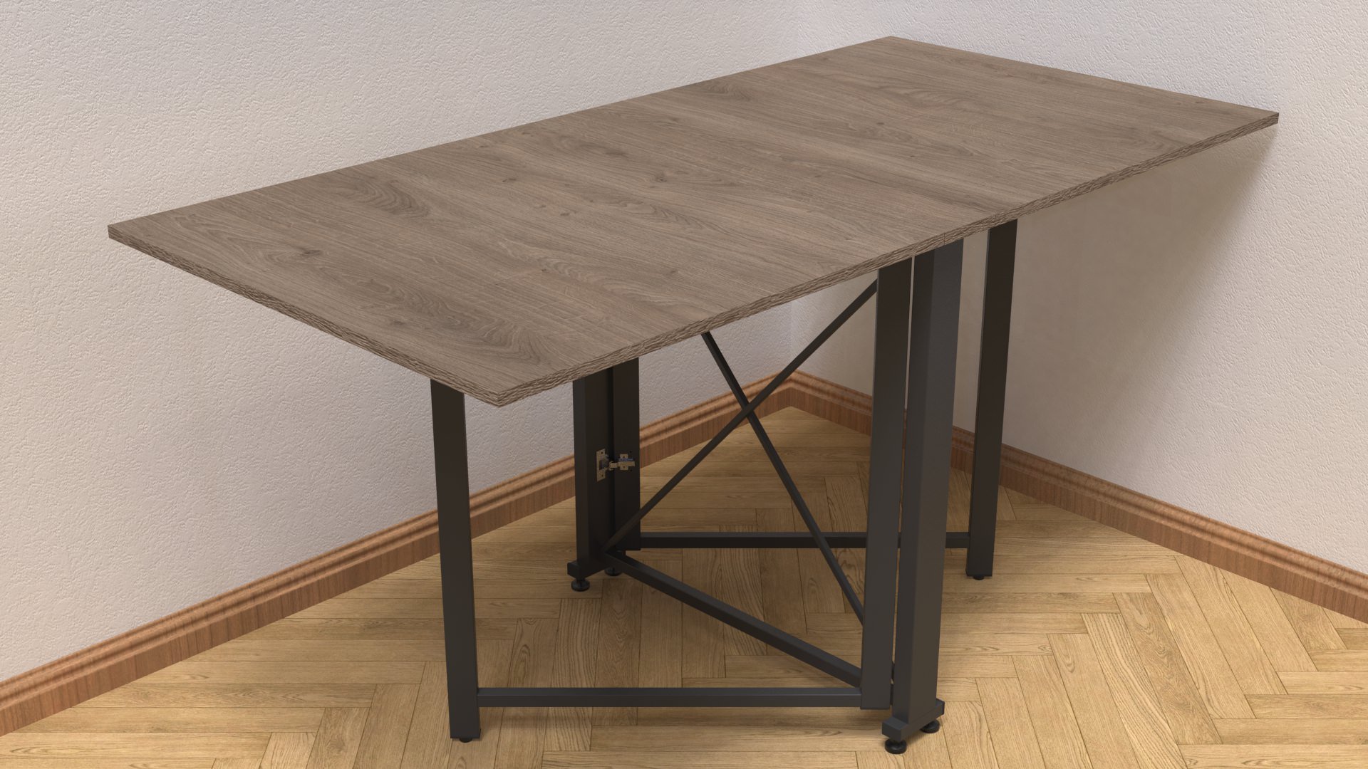 Стол-книжка трансформер Ferrum-decor Orion 2 металл/ДСП 16 мм 750x1520x730 мм Черный/Дуб Сонома Трюфель (ORI205)