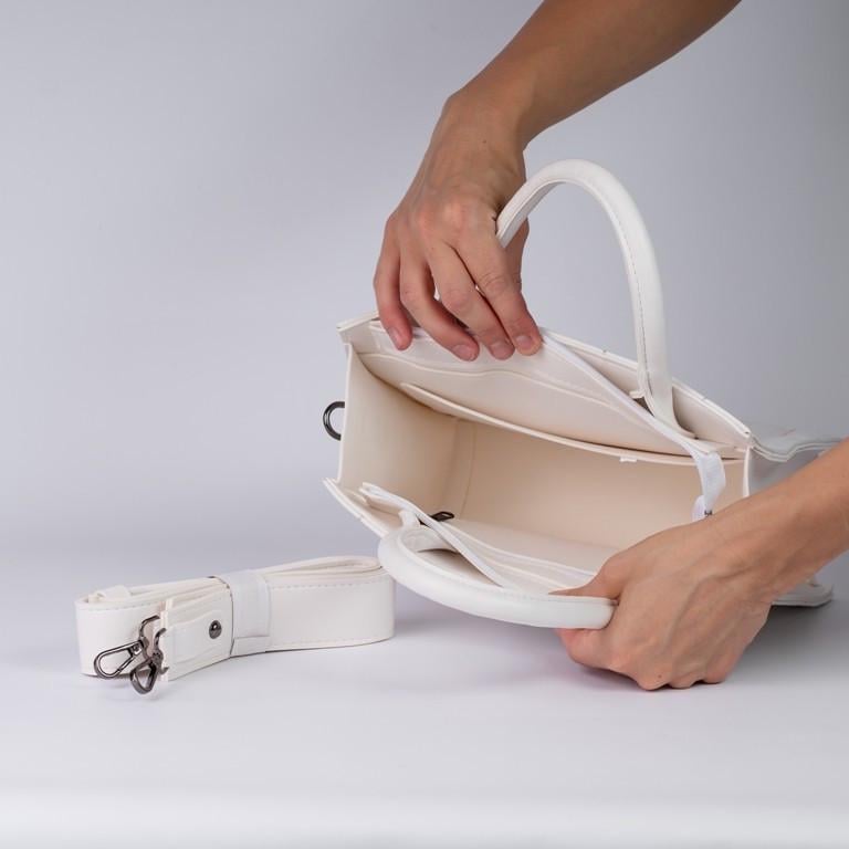 Сумка женская XENIA № 60-21 каркасная из глаткой экокожи Белый - фото 3