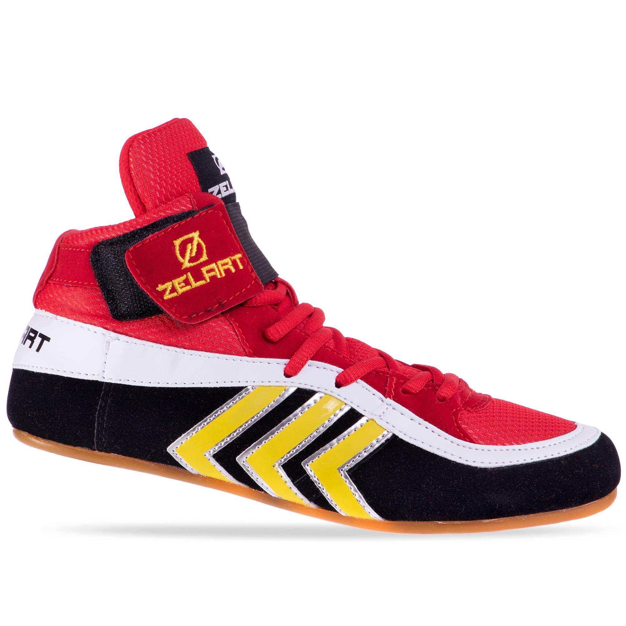 Борцовки замшевые Zelart р. 44 Красный/Черный/Белый (OB-4858-BR)