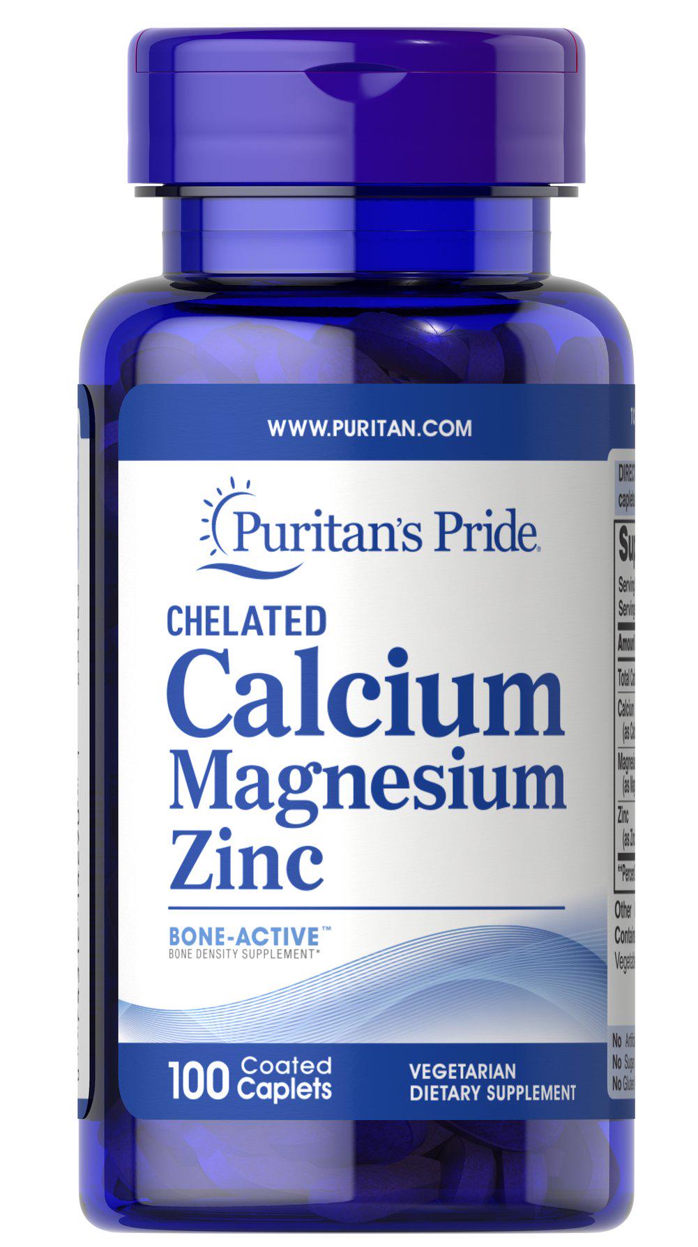 Кальцій магній цинк Puritan's Pride Calcium 333 мг plus Magnesium 133 мг та Zinc 8 мг Chelated 100 кап.