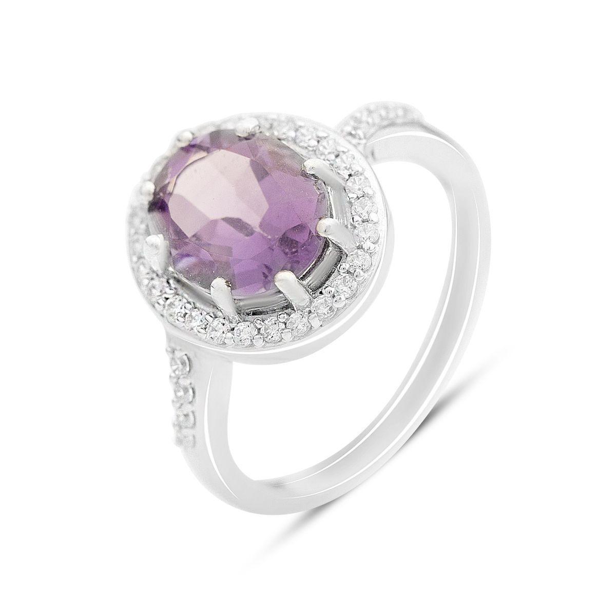 Кольцо серебряное Tiva с натуральным аметистом 2,627 ct 3,64 г р. 18 (2163312)