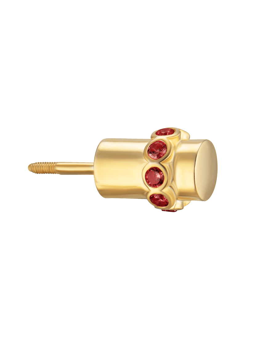 Половина моносережки Balance з червоним камінням жіноча RIMMART JEWELRY золота One size Половина моносережки Balance з червоним камінням жіноча RIMMART JEWELRY золота One size