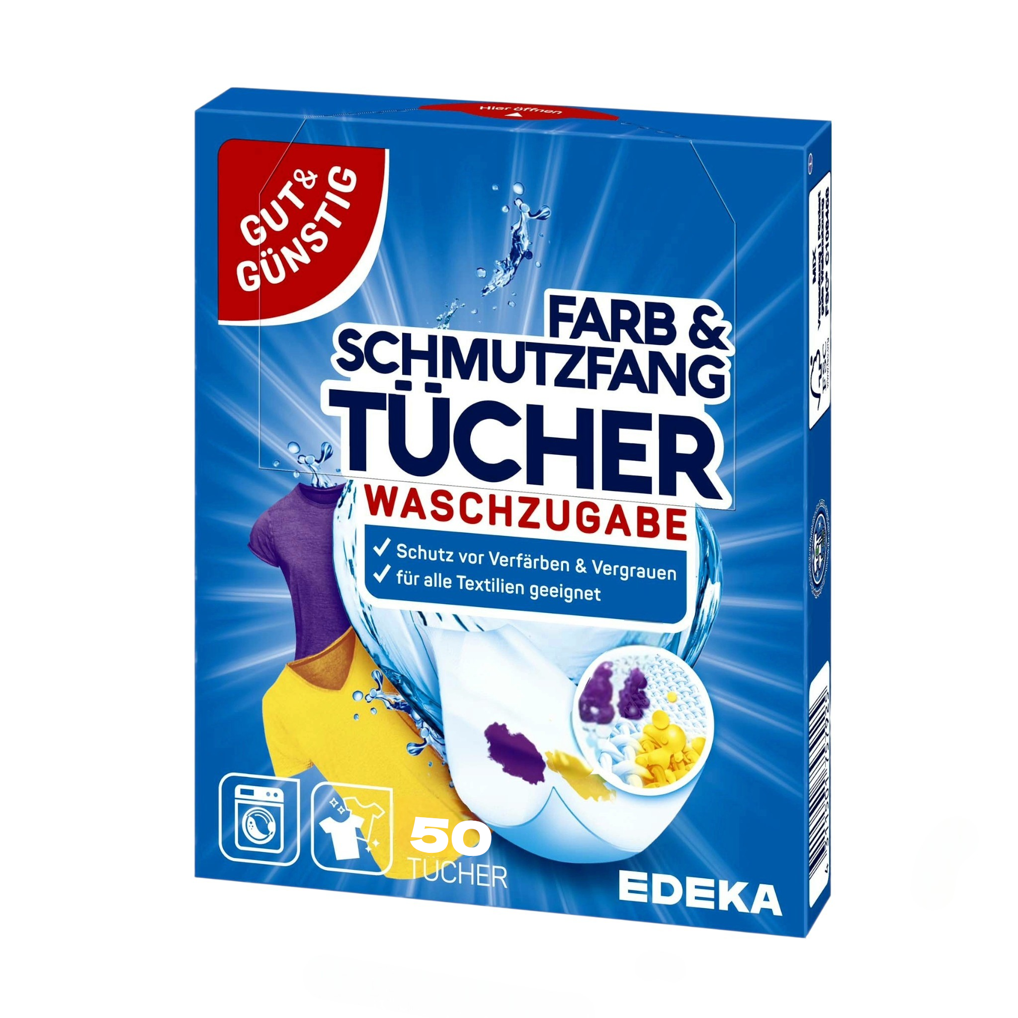 Салфетки Gut&Gunstig Edeka Farb & SchmutzFang против линьки цветных вещей Washzygabe 50 шт. (G&G05465)