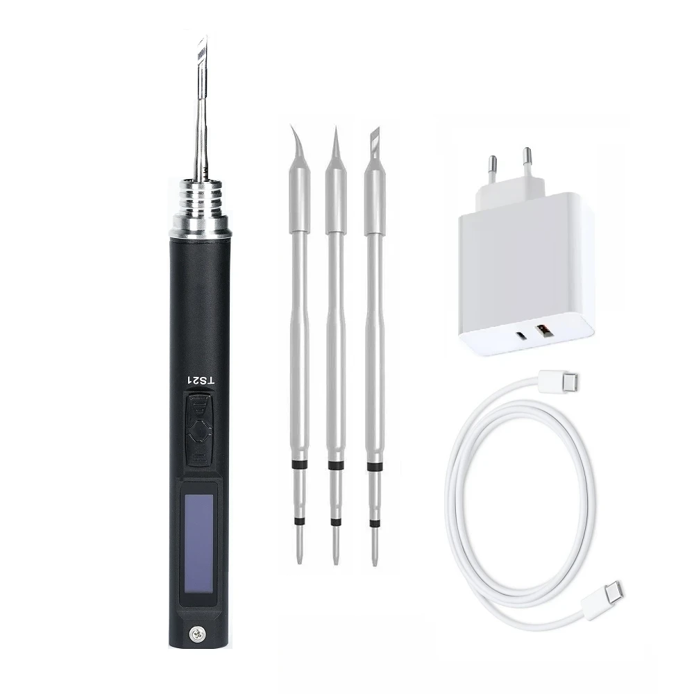 Паяльник Miniware TS21 живлення USB Type-C та 3 жала типу С210 KU/IS/I з блоком живлення 100W (137359)