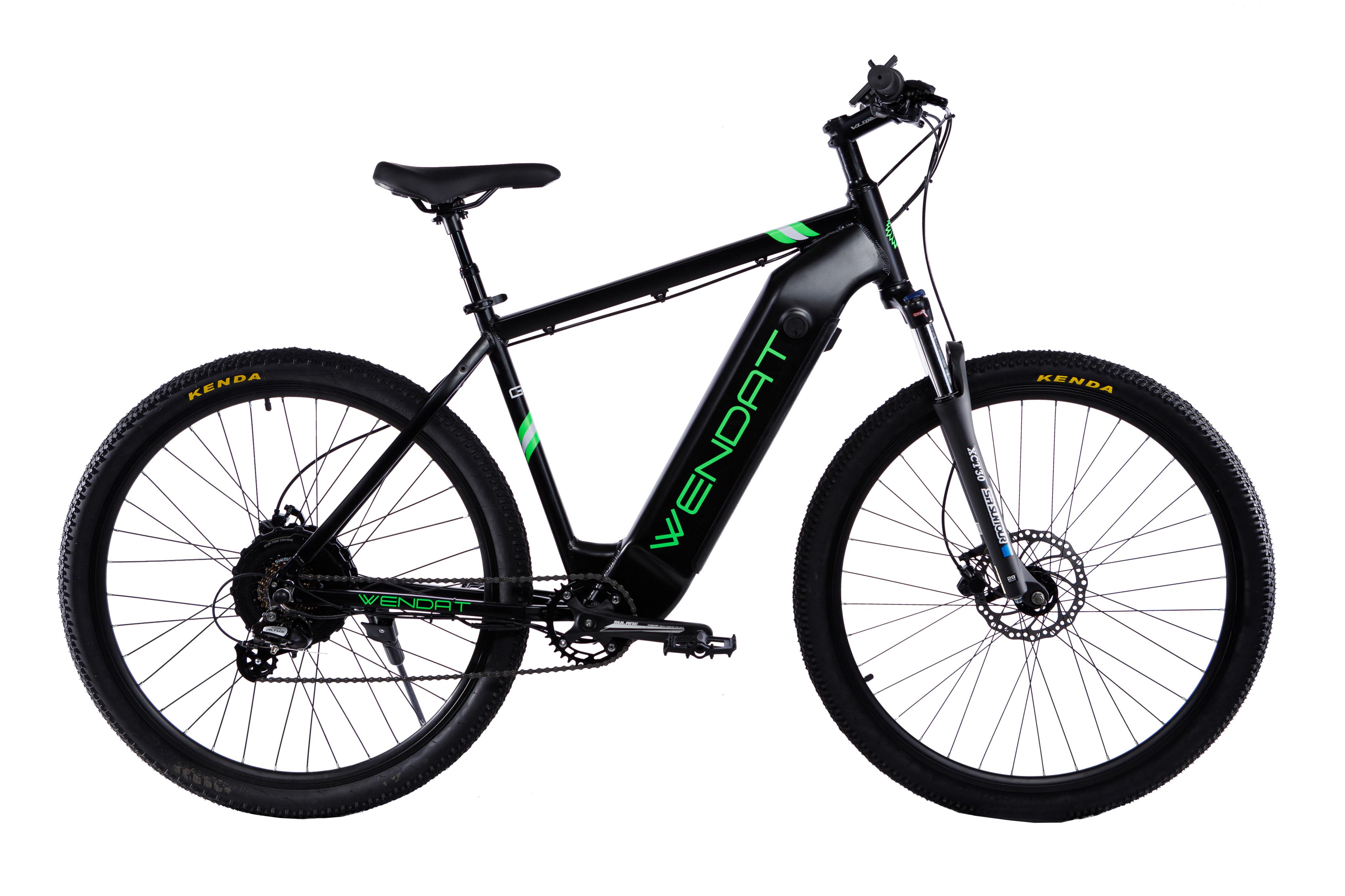 Электровелосипед WENDAT MTB со встроенной съемной батареей и гидравлические тормоза 29"/19" 48V/19Ah/750W Черно-зеленый (WENMTB-294819750-BLGR) - фото 1 Электровелосипед WENDAT MTB со встроенной съемной батареей и гидравлические тормоза 29"/19" 48V/19Ah/750W Черно-зеленый (WENMTB-294819750-BLGR) - фото 1