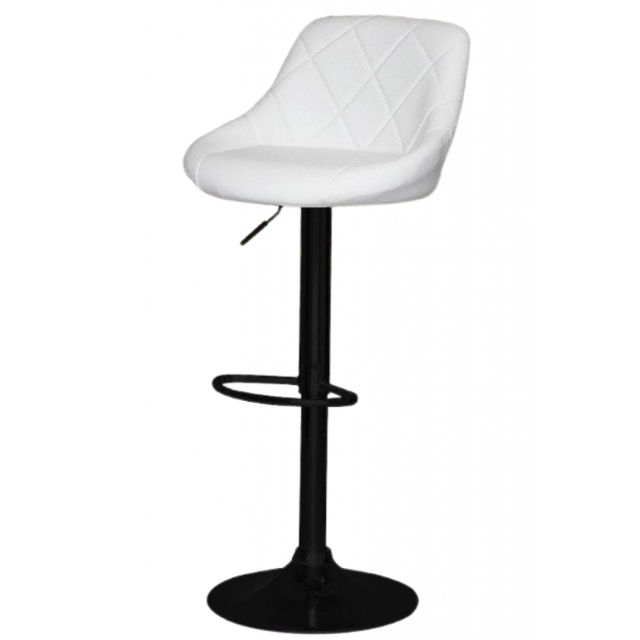 Барный стул со спинкой Bonro B-074 Белый с черным основанием (42400407)