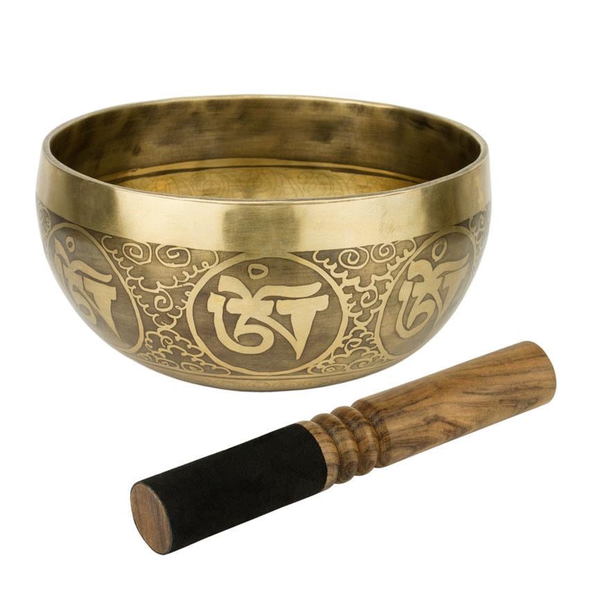 Співоча чаша Тибетська Символ Шоу Мантра Мантра Мані Подвійний Дордже 156х156х80 мм Античний бронзовий (27355)