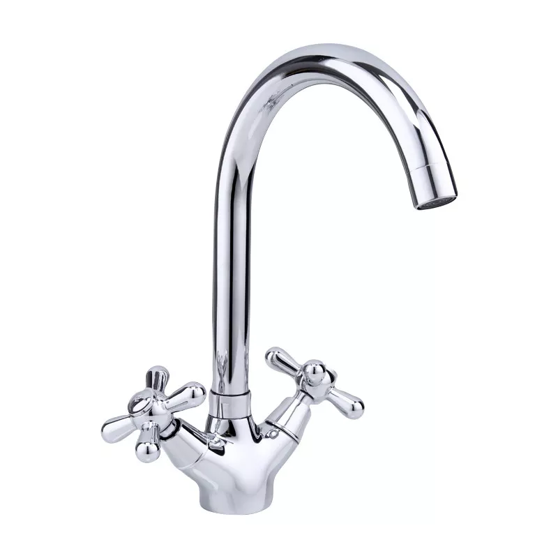 Змішувач для кухні Frap F4166-8 з довгим виливом латунь одноважільний Білий (SQ-1034083)