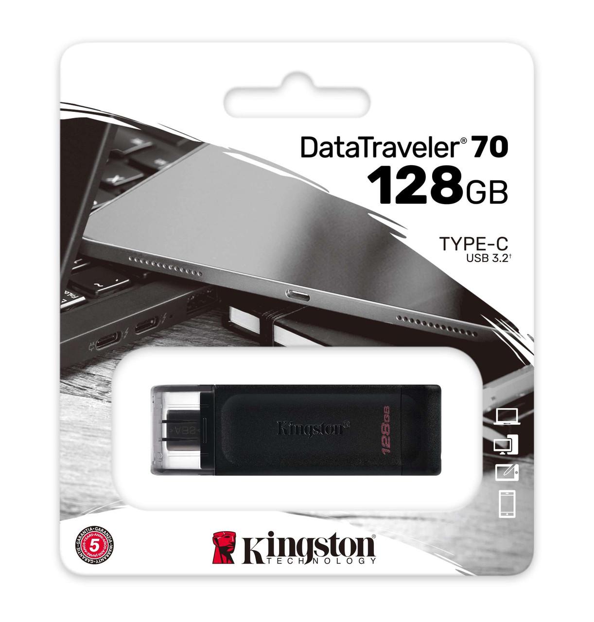 ᐉ Флешка Type-C Kingston USB 3.2 DT 70 128GB Черный (DT70/128GB ...