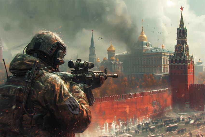 Флаг Падение москвы флажная сетка 210х135 см (14139-3)