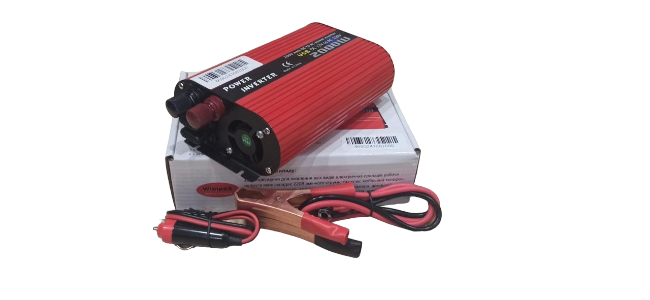 Інвертор автомобільний Wimpex WX 2000 W 12-220 V Червоний (9296813)
