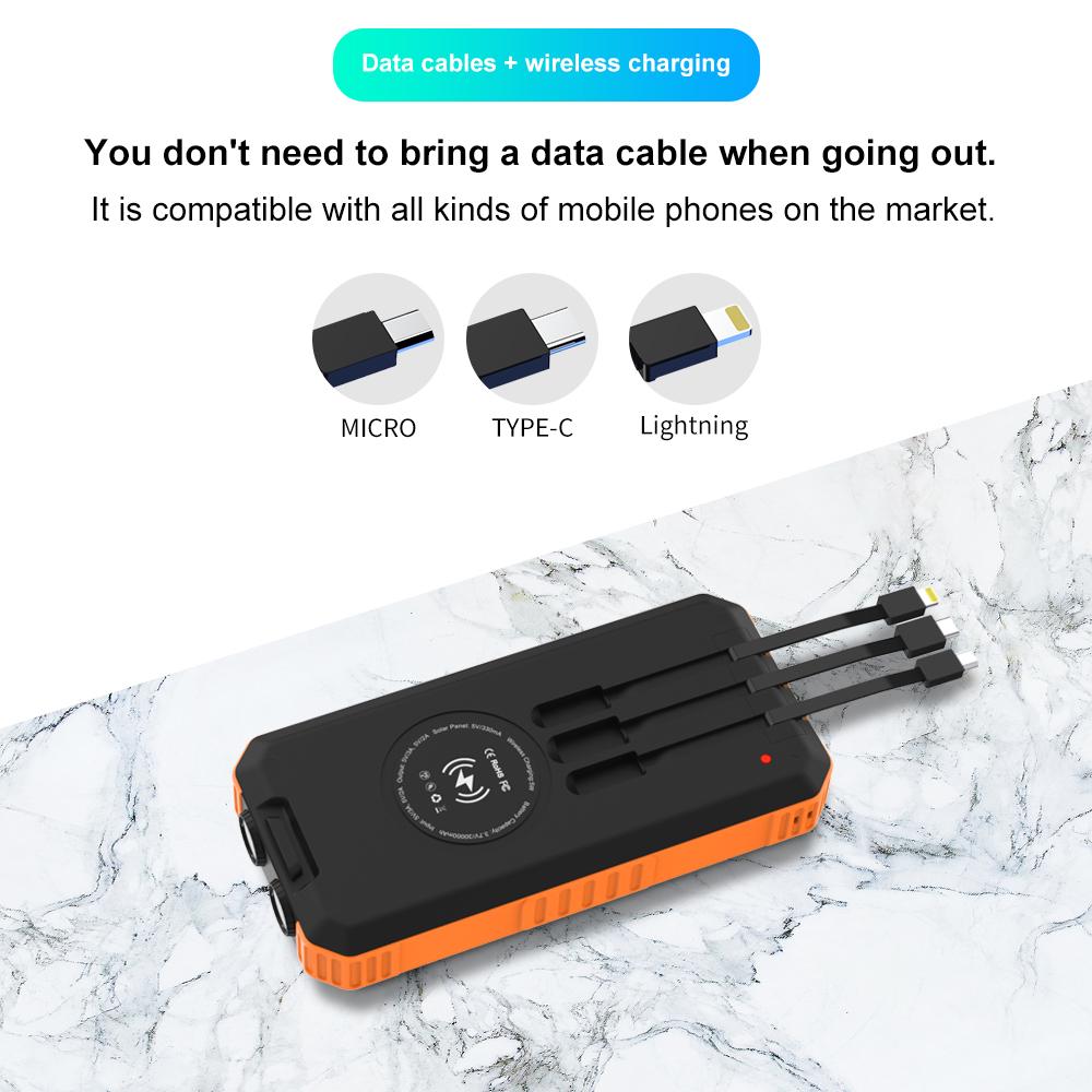 Повербанк с солнечной панелью VHG DN49 Wireless Solar Power Charger 30000 mAh Orange - фото 3