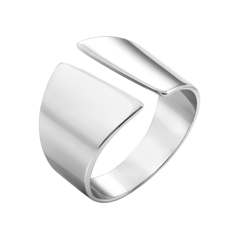 Кольцо серебряное Диагональ динамичный вариант без вставок р. 18