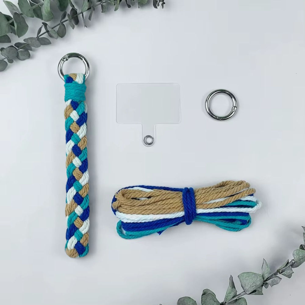 Набор макраме брелока Косичка для ключей и аксессуаров 16х2,8 см Белый/Коричневый/Бирюзовый/Синий Набор макраме брелока Косичка для ключей и аксессуаров 16х2,8 см Белый/Коричневый/Бирюзовый/Синий