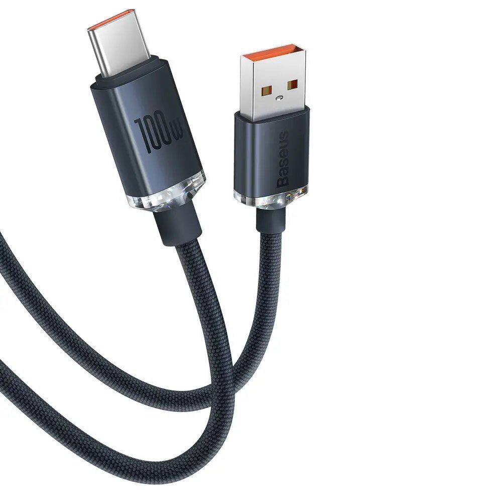 Кабель Baseus Crystal Shine Series USB to Type-C 100 Вт швидка зарядка 1,2 м Чорний