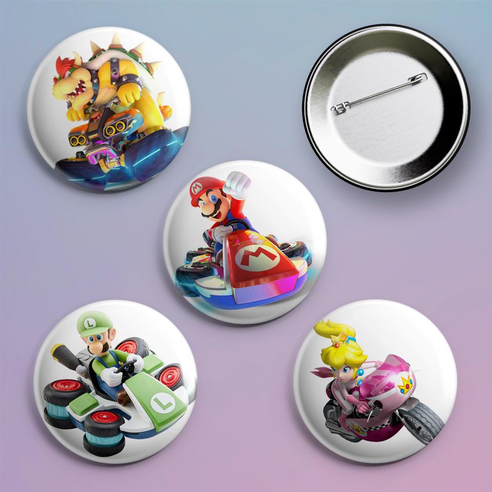 Значки на рюкзак с принтом игры Super Mario 4 шт.