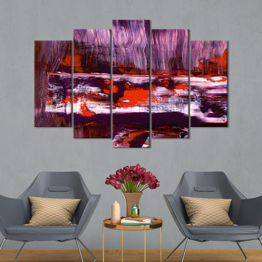 Картина Абстрактное сочетание сиреневого и красного цвета 112x68 см (A963-5)