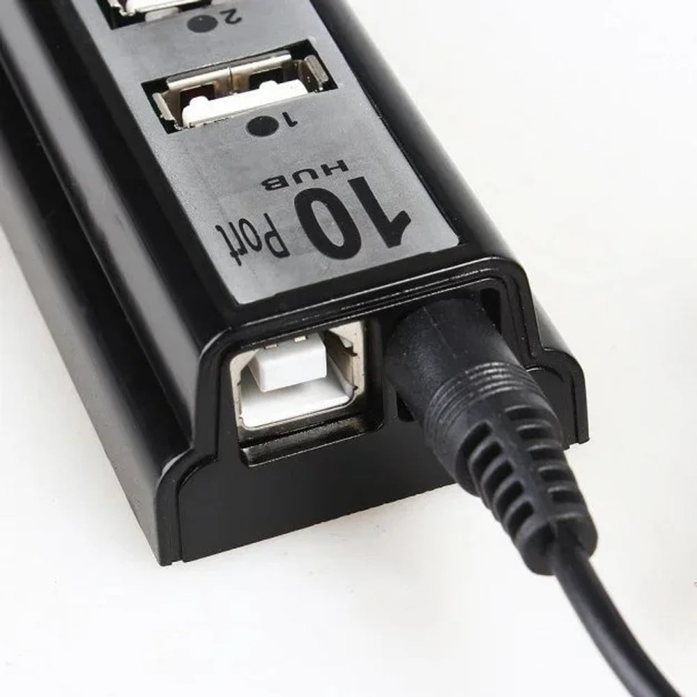 USB Хаб 10 портов разветвитель USB HUB 10 PORTS 220V внешний блок питания портативный переходник - фото 8