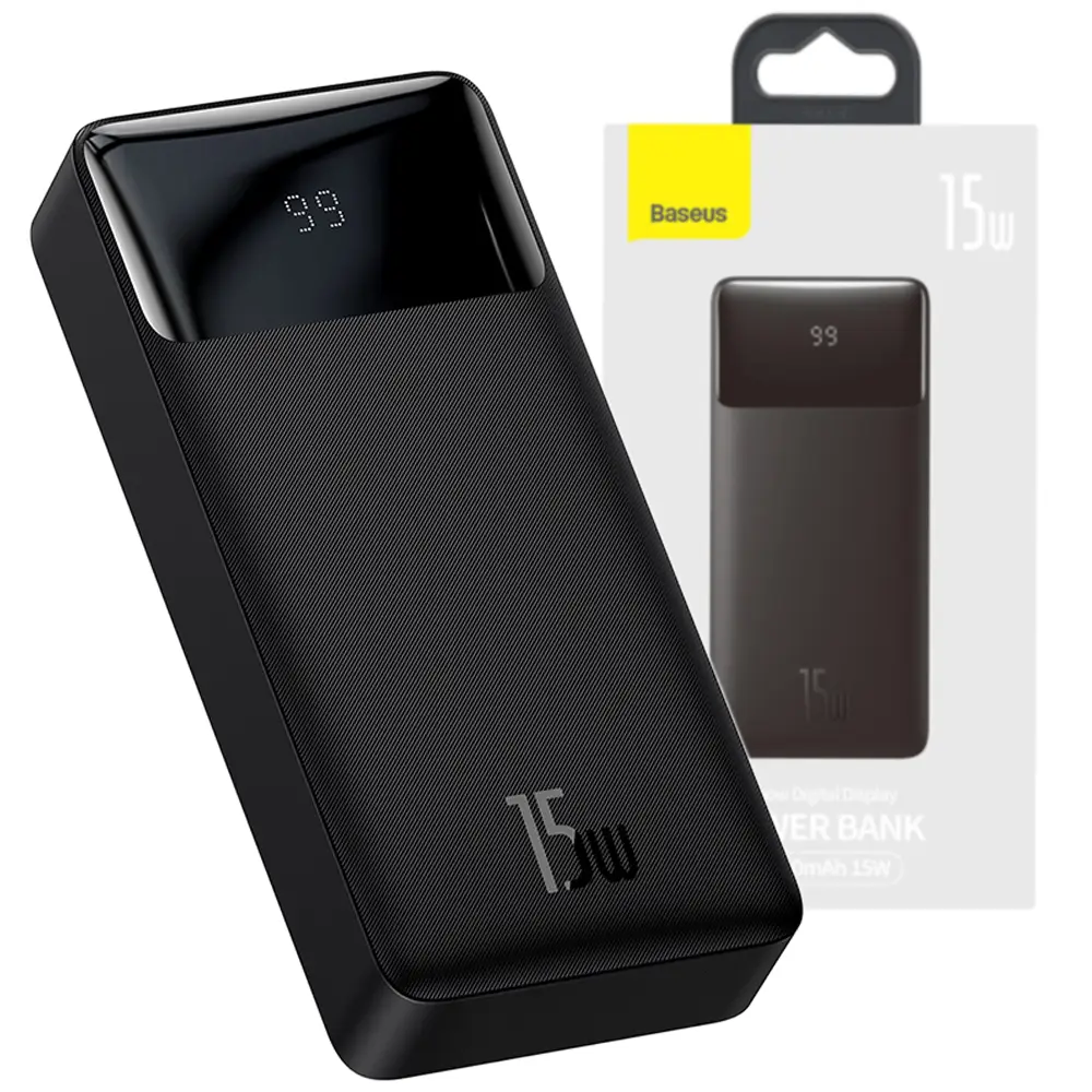 Повербанк Baseus Bipow Digital Display 2xUSB/Type-C 15W 20000 mAh Black (PPDML-J01) - фото 1