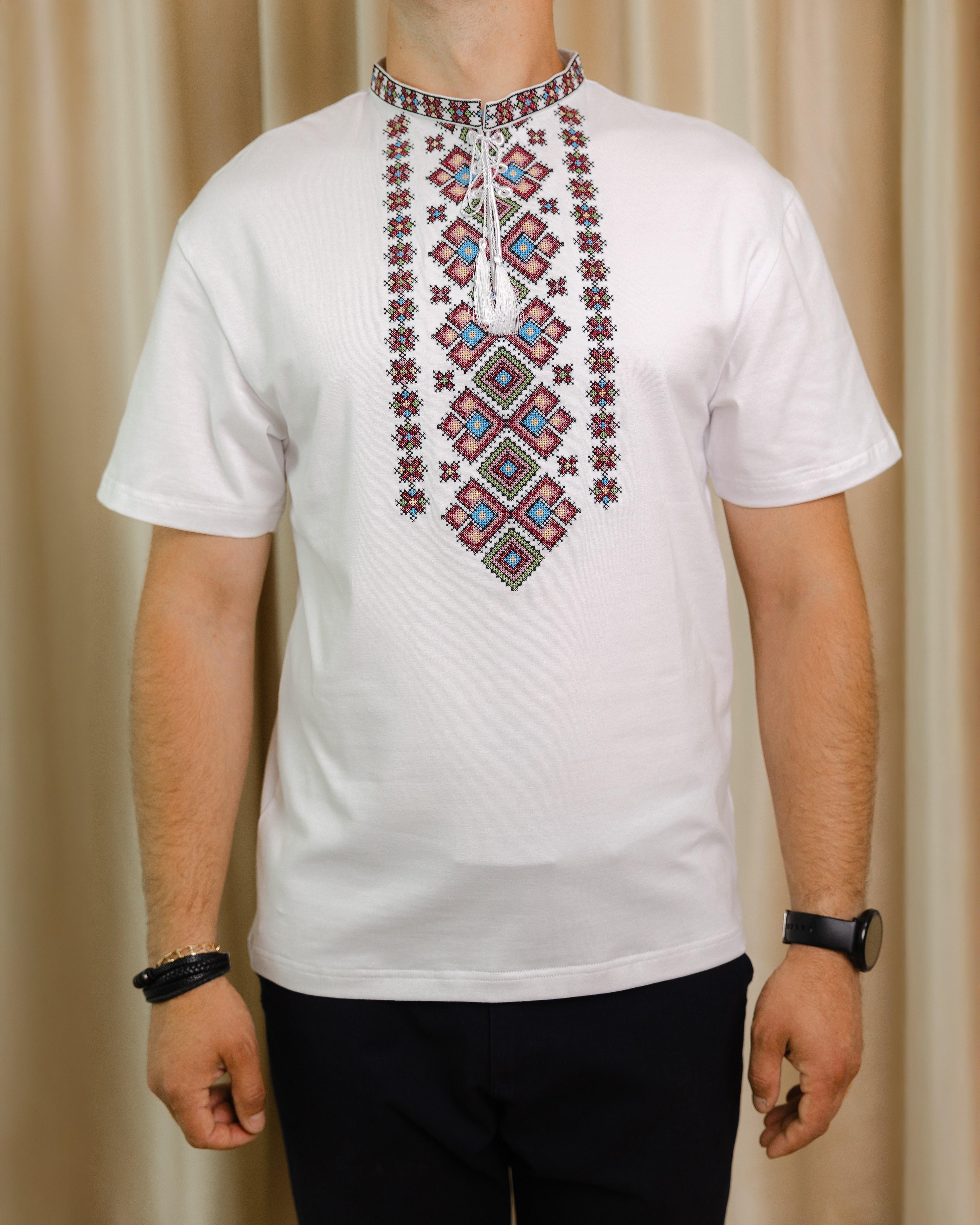 Футболка с мужской вышивкой Изольд XL Белый (0002225-XL) - фото 2 Футболка с мужской вышивкой Изольд XL Белый (0002225-XL) - фото 2