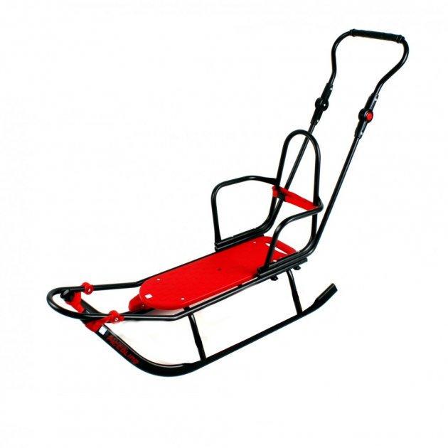 Санки Piccolino Black Edition со спинкой и ручкой с регулировкой Красный