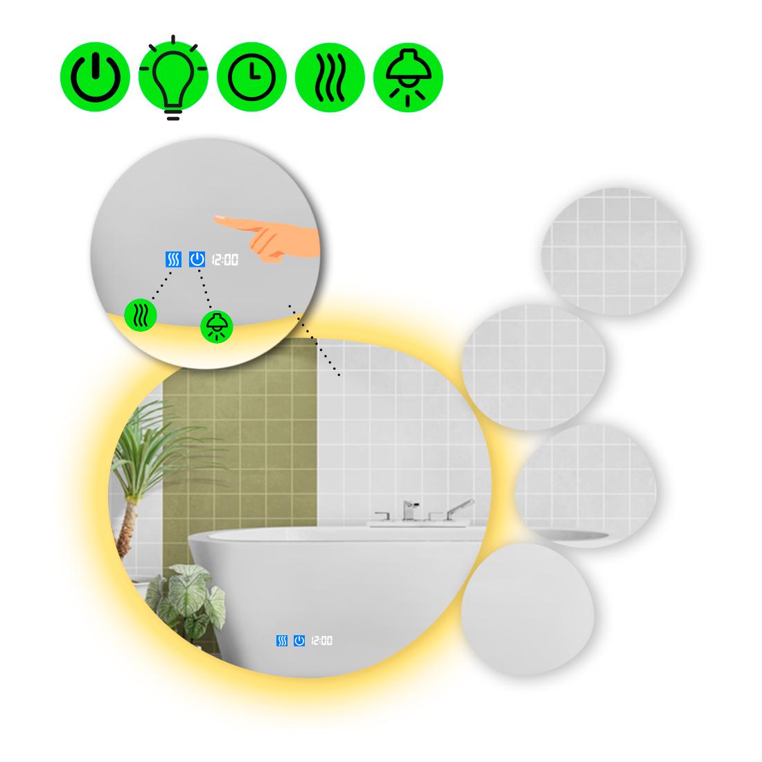 Зеркало с LED подсветкой Acqua 2 с двумя сенсорами 100x100 см
