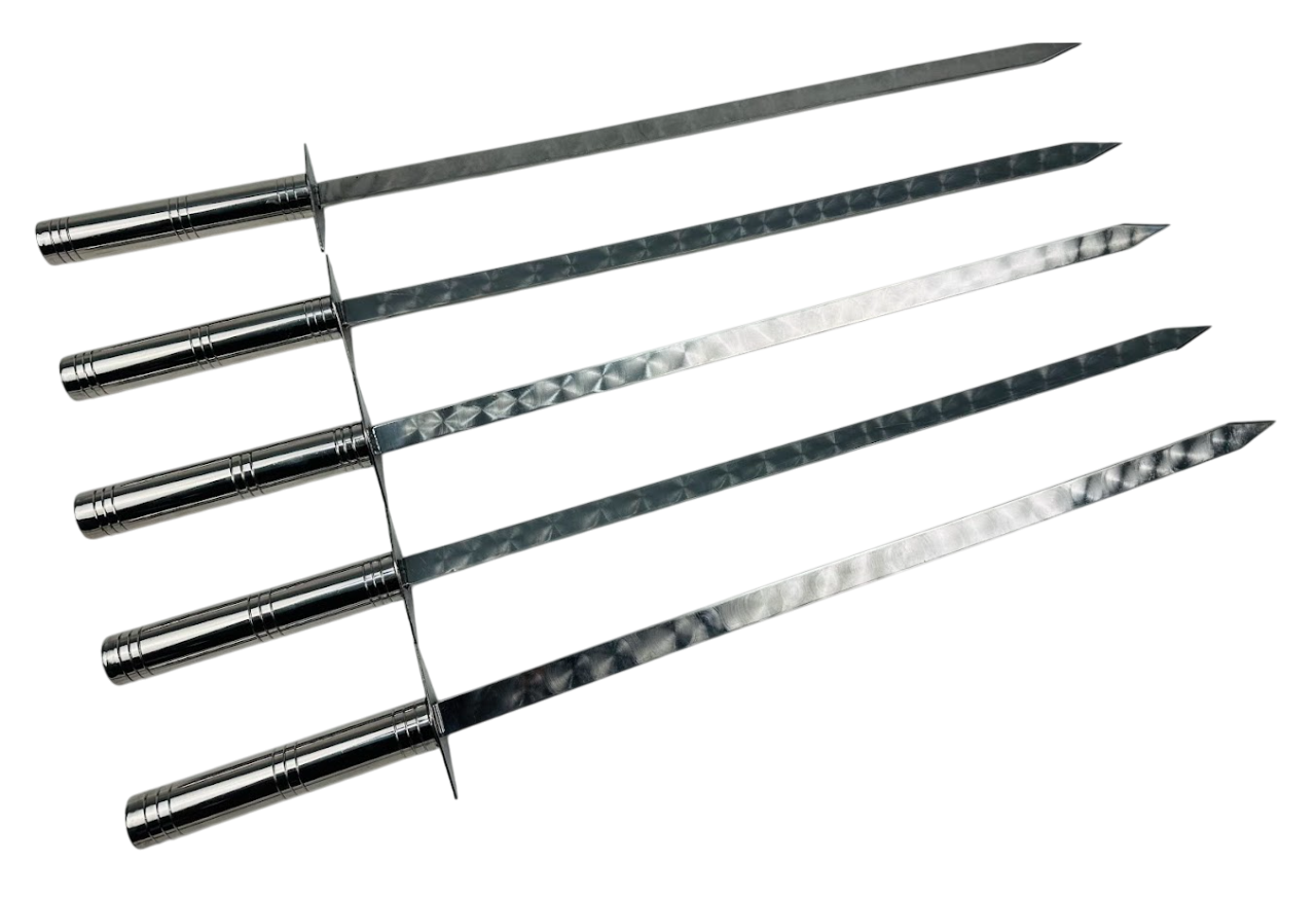 Набор шампуров полированный Серебро для люля кебаб из нержавеющей стали 3 мм с трубчатой ручкой 64 см 5 шт. Серебряный (124-10-SH-3114)