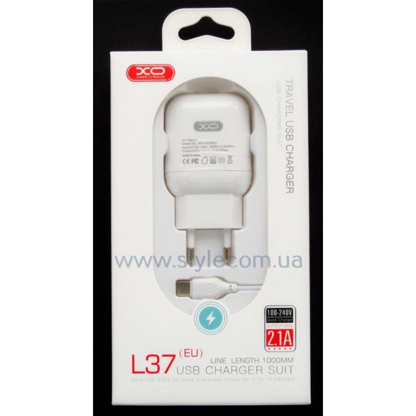 Сетевое зарядное устройство 2в1 Xo L37 1USB/2.1A и Data Cable USB to Type-C White - фото 3
