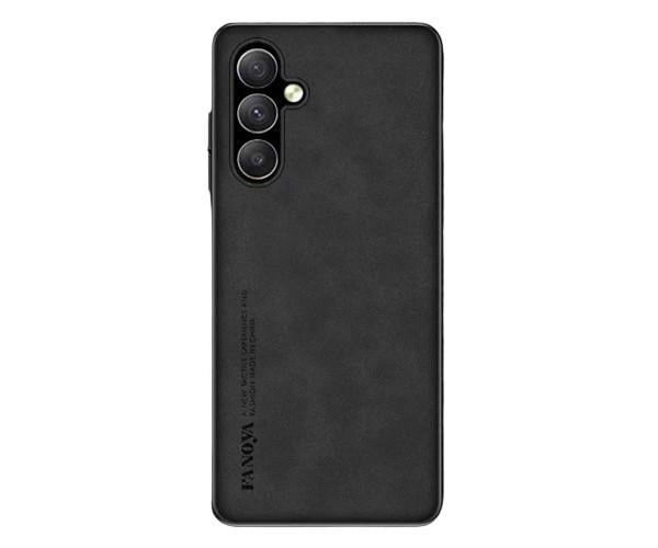 Кожаный чехол - накладка Fanoya для Samsung Galaxy A24 4G Черный