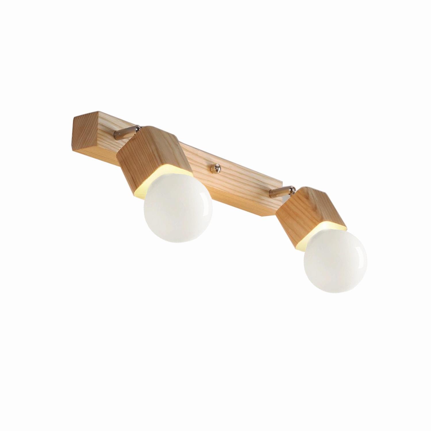 Бра в скандинавском стиле Woody quadrat-2 с деревянным квадратным патроном и хромовым шарниром