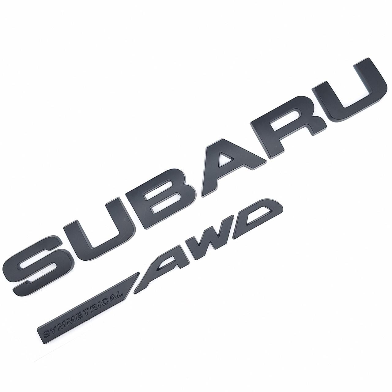 Емблема напис Subaru Symmetrical AWD на задню частину 21,5х5 см Чорний матовий (2343709664)