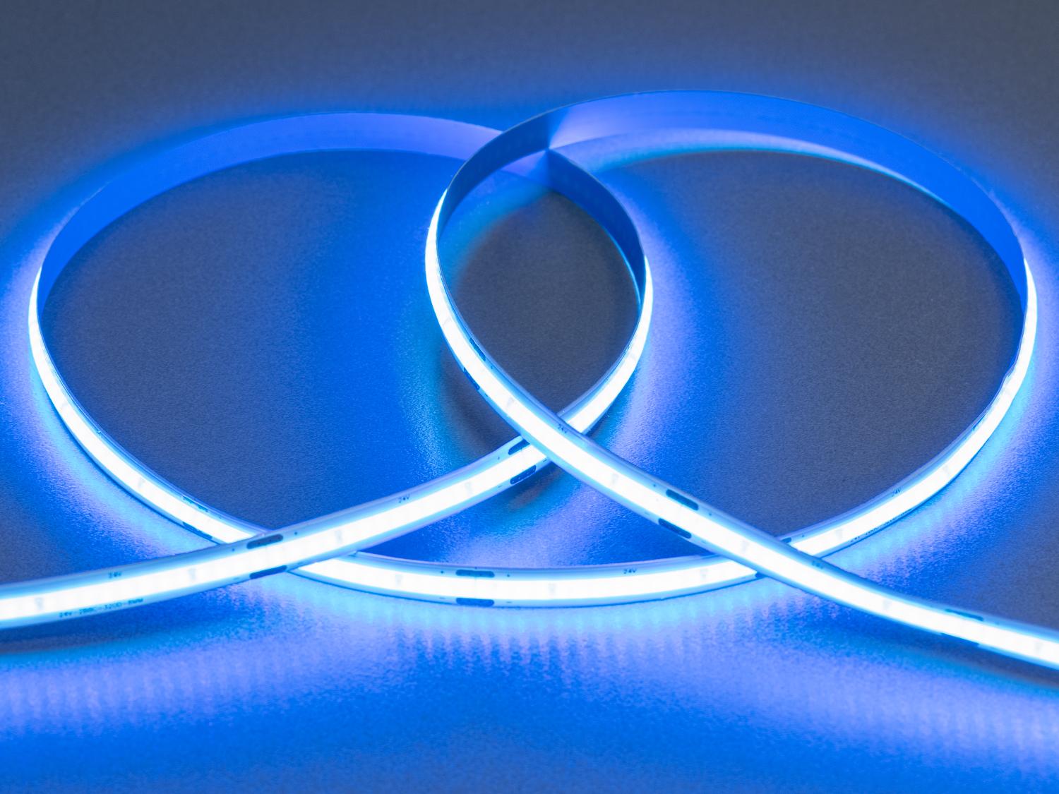 Светодиодная лента COB 24 В 320 диодов на метр 8 мм Голубой (P24-COB-320-BLUE-20-8) Светодиодная лента COB 24 В 320 диодов на метр 8 мм Голубой (P24-COB-320-BLUE-20-8)